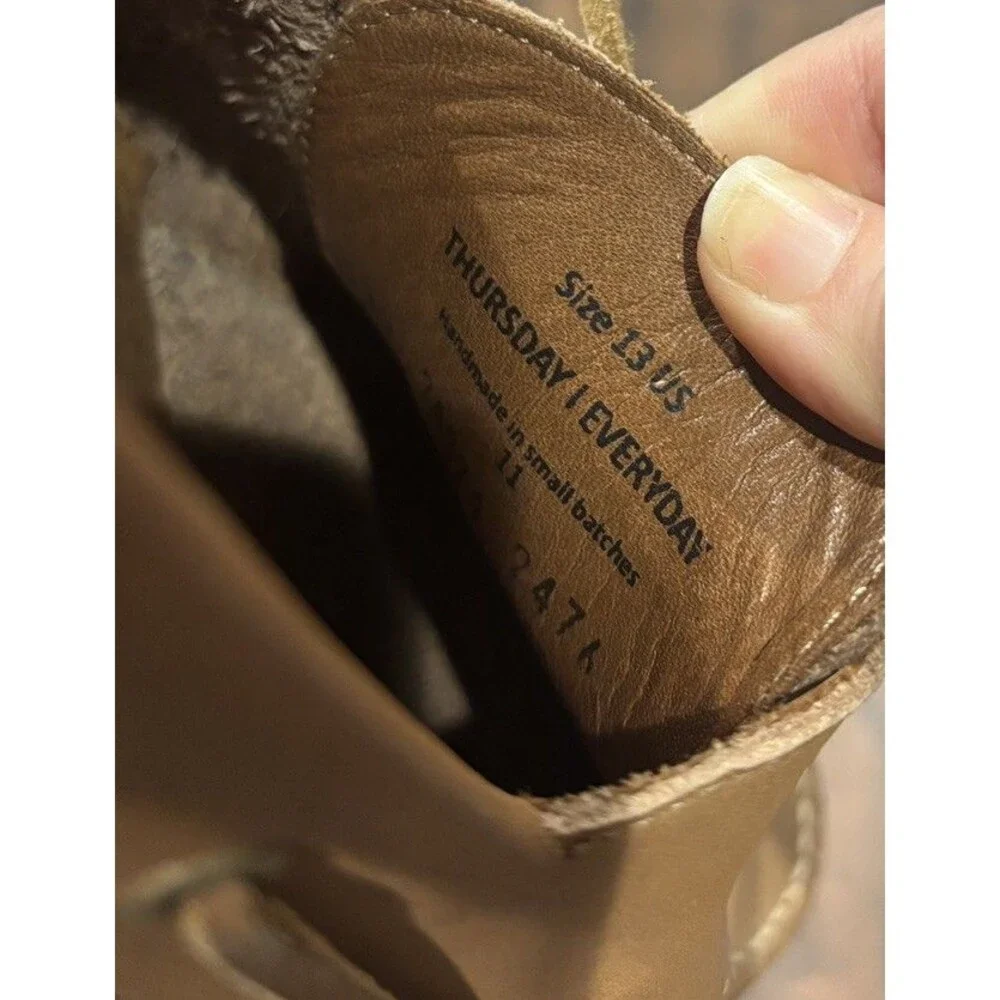Thursday Boot Company Leather Boat Shoes Loafers Tan Moc Toe US 13 EU 47 Lace Up